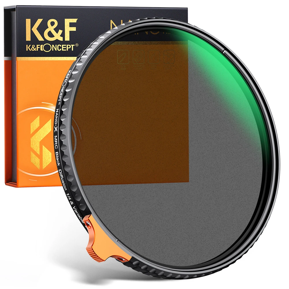 

K&F Concept 49mm 52mm 67mm 77mm 82mm Black mist Diffusion 1/4 Effect & Variable Nano-X ND2-ND32 2 in1 ND Filter for Camera Lens