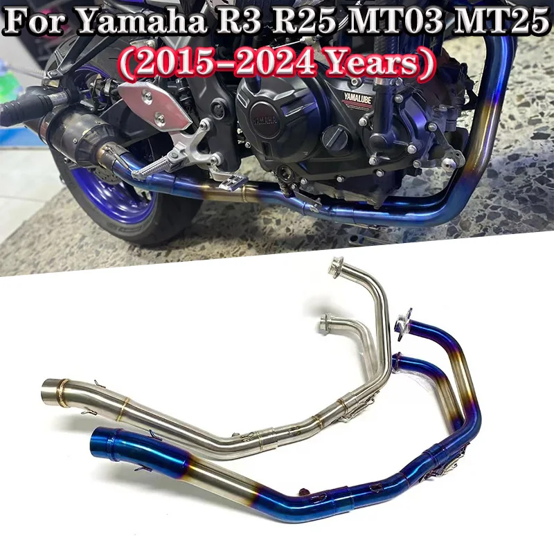 

51mm Motorcycle Exhaust Full System Escape Modified Front Header Pipe Slip On Exhaust For Yamaha YZF R25 R3 MT-03 2015-2024