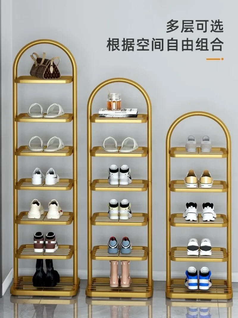 Household Shoes Shelf  The Door Side Light Luxury Indoor Layered Dormitory Storage Simple Shoe Rack Organizer Shoe Cabinets Iron