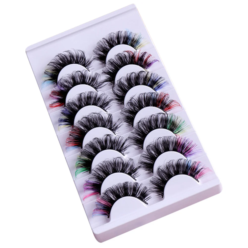 7 pares de cílios grossos e encaracolados, extensões de cílios coloridos para mulheres, faça você mesmo, cílios em cluster para festa, casamento, palco, maquiagem
