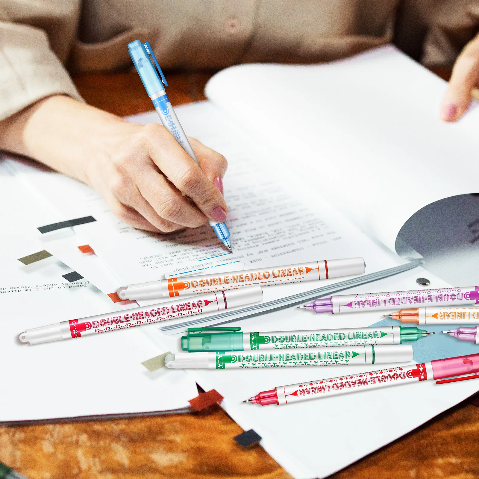 

24Pcs Dual Tip Fluorescent Highlighters Curve Pens for School Office Planner Scrapbook Craft Highlighters Pen Set