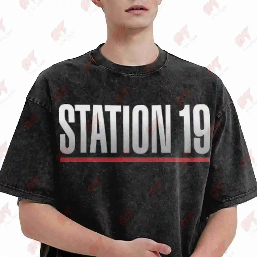Station 19 Vintage Washed Tee Pure Cotton T-Shirt
