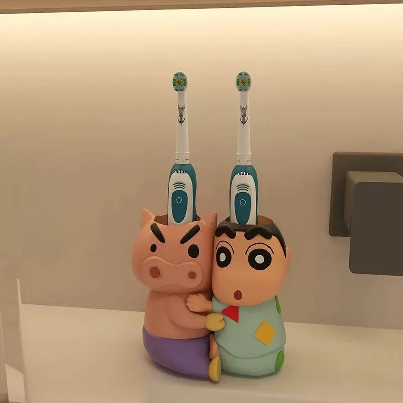 Crayon Shin-chan Bathroom Tooth Cup Holder for Man Women Home Restroom Decorations Hanging Storage Shelf Toothbrush Holders