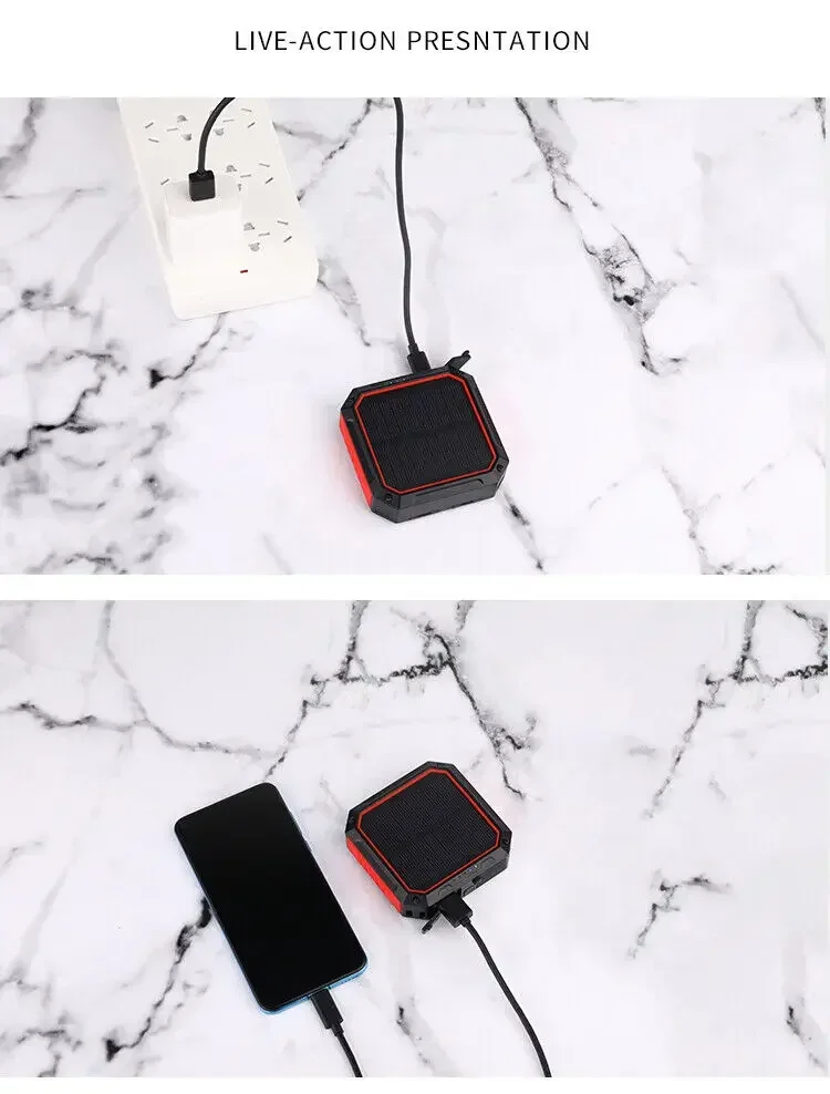 Solar Mobile Power Outdoor Lamp Light with Power Bank for Camping Camper Tent(Red)