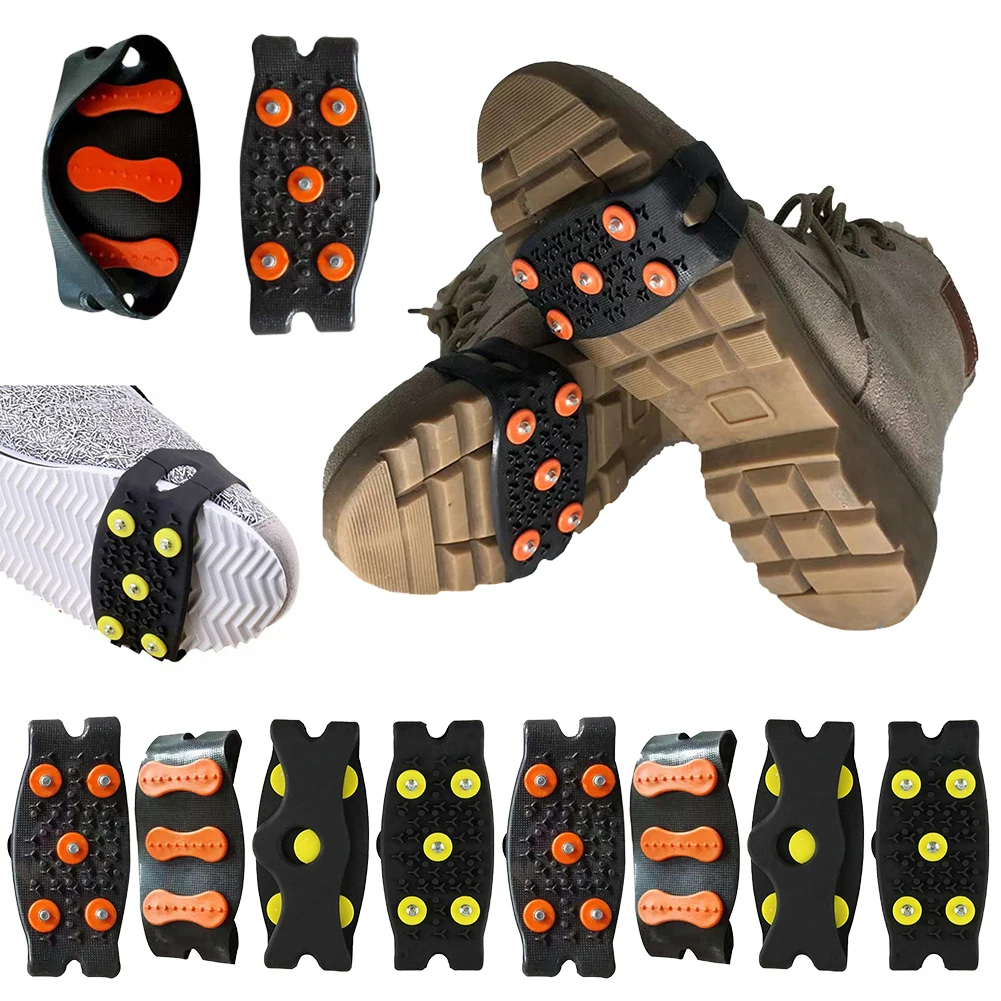 5-1Pairs 5-Stud Klettern Steigeisen Anti Slip Bergsteigen Stollen Unisex Schnee Klaue Schuh Abdeckungen Winter Wandern wandern Zubehör
