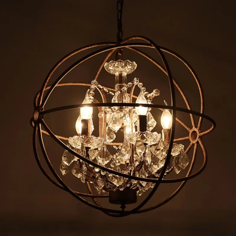 Vintage Rustic Chandelier Mid Century Modern Lighting Loft Retro Black Led Crystal Chandelier Church Restaurant Lighting