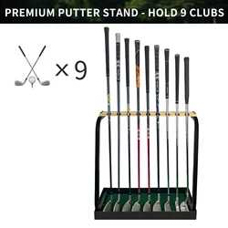Golf Club Holder Wooden Golf Club Rack for 9 Golf Clubs Golf Putter Stand Display Organizer for Storage Indoor Home Garage