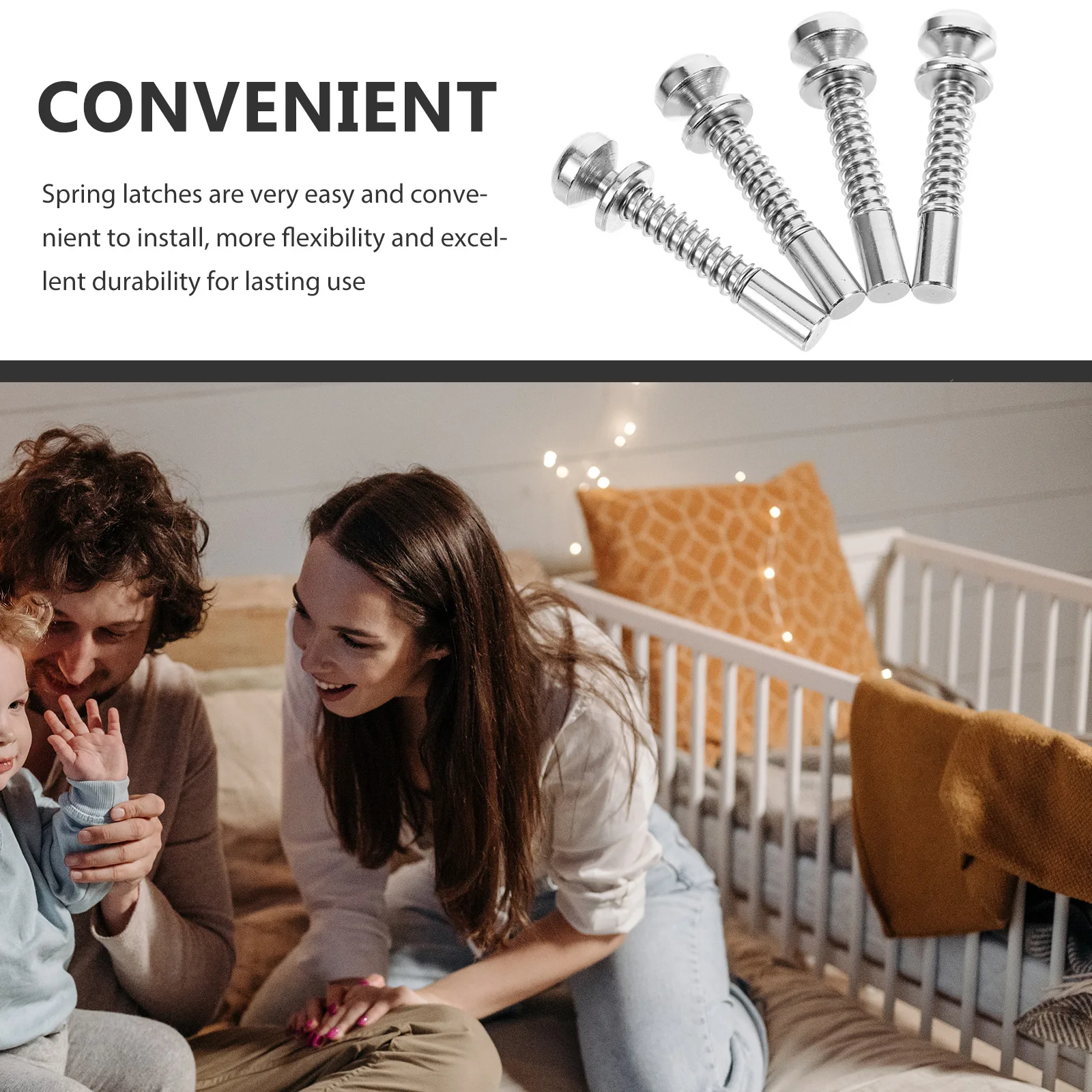 

4 Pcs Accessories Crib Latch Baby Cribs Spring Iron Pin Window Screen Plunger Pins