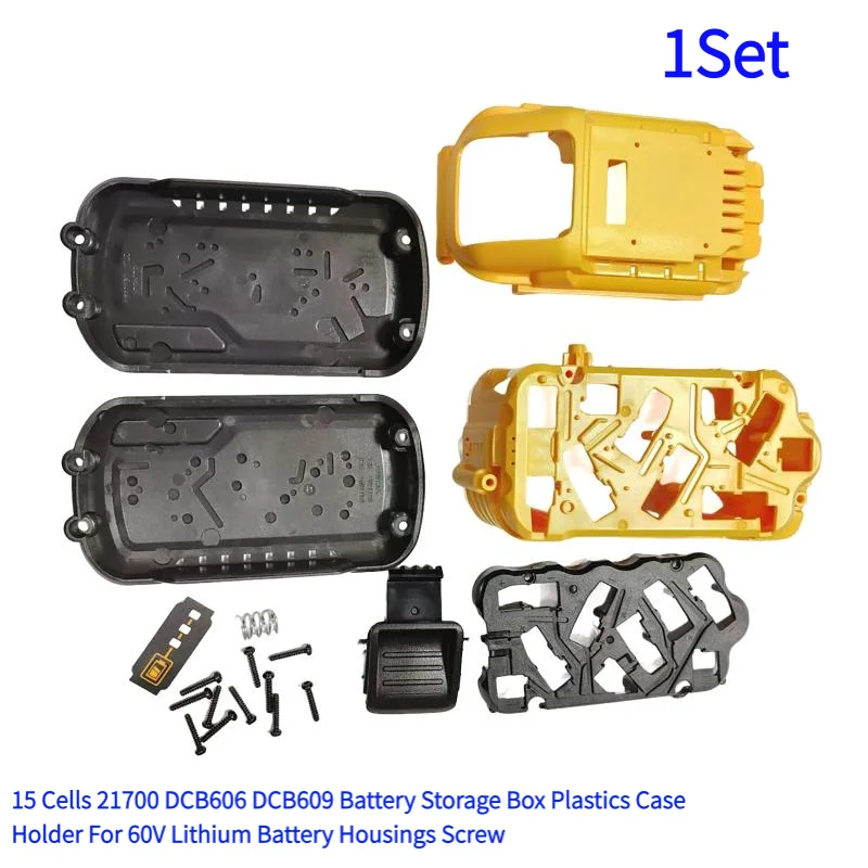 1Set 60V Lithium Battery Casing Housings Screw 15 Cells 21700 DCB606 DCB609 Battery Storage Box Plastics Case Holder.