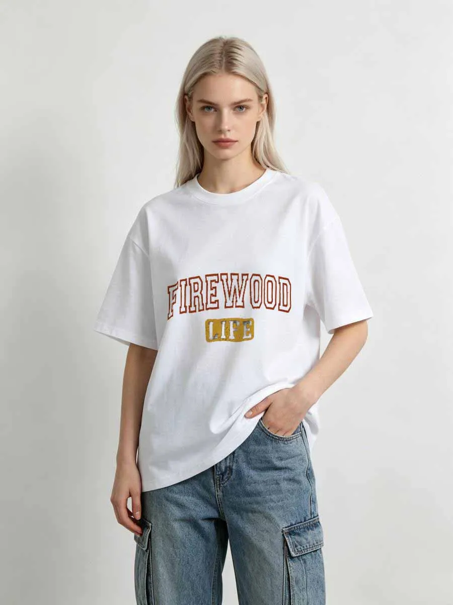 T-shirts d'hiver brodés coupe trapèze, style Athleisure Streetwear, pour jeunes, avec motifs Courageux, Vent, Café, Hypnotisants, Dominants, Supérieurs, Revitalisants