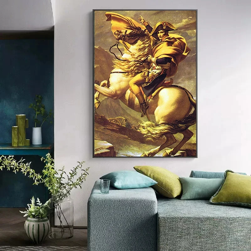 Napoleon Bonaparte Portrait Crossing The Alps Coronation of Napoleon I Painting Canvas Poster Print for Living Room Home Decor