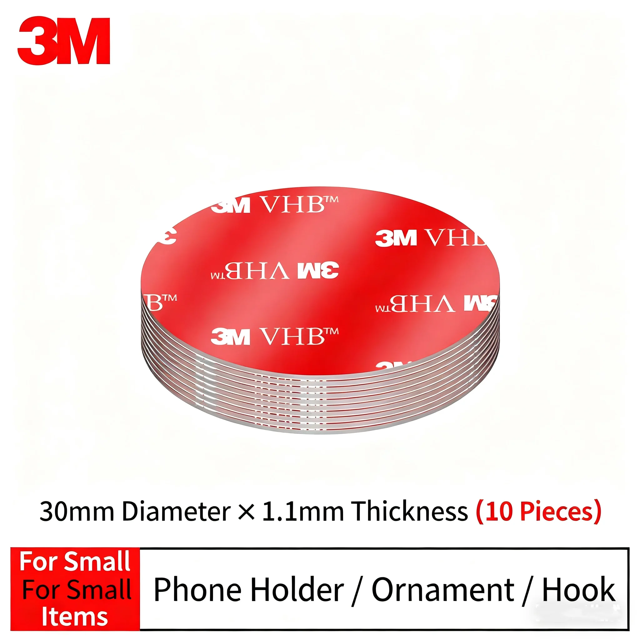 3M 10 Stück starkes doppelseitiges Klebeband, quadratisch/rund, hochviskoses, spurloses Schaumstoff-Klebeband für spezielle Auto- und Wandbefestigungen