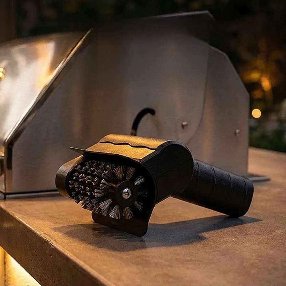 Rechargeable Wireless Electric Grill Brush with 350 RPM Stainless Steel Roller Bristles and Ergonomic Grip Design