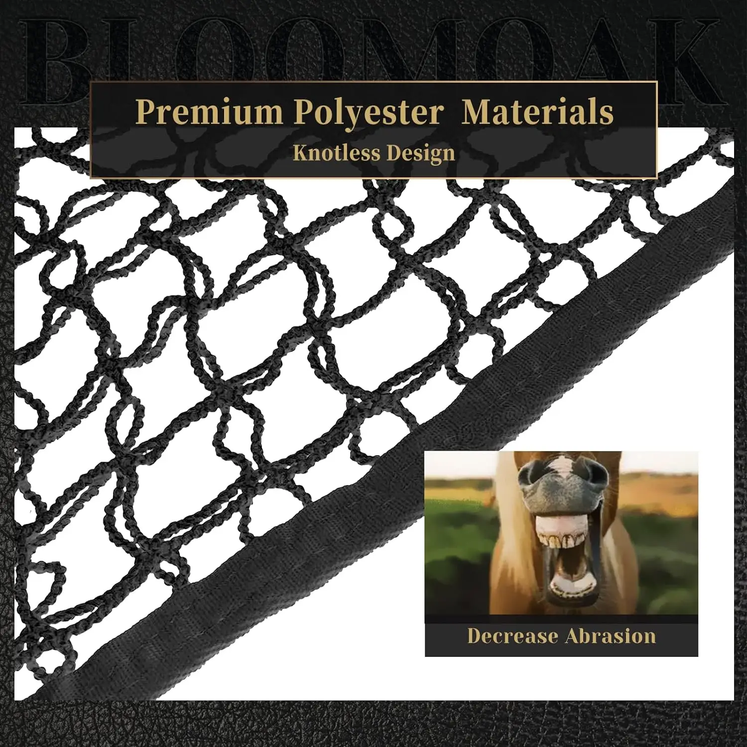 Mesh Hole Design Slow Feed Hay Net Reduce Forage Waste Horse Livestock Use