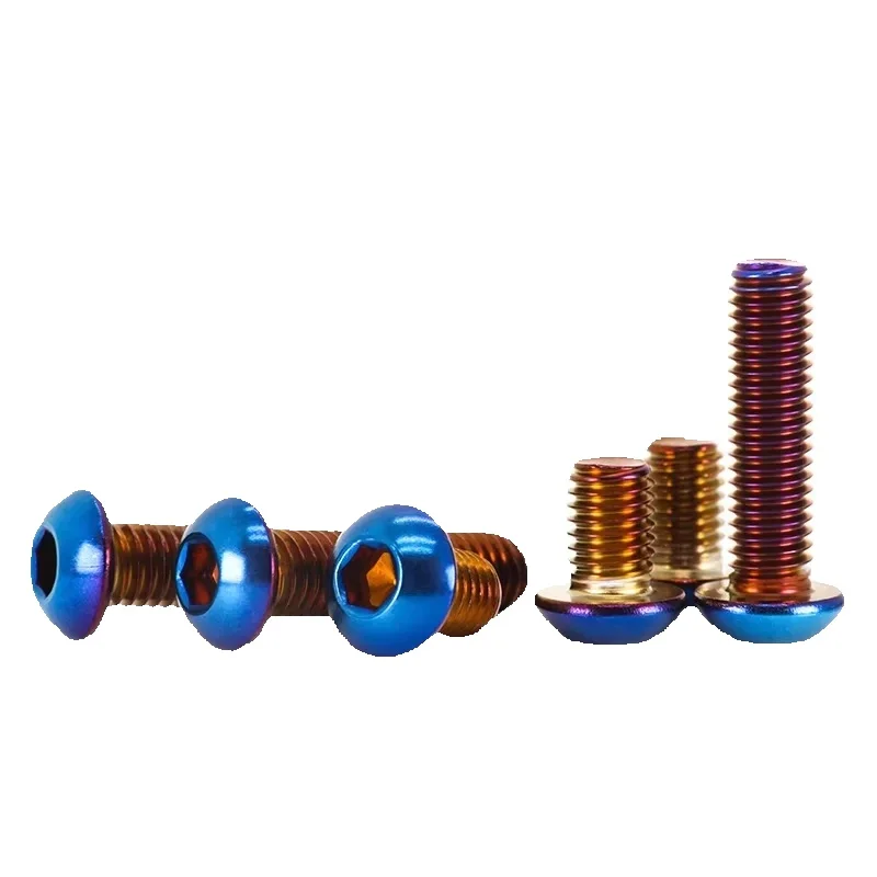 AliExpress NONE Guangluo M4 M5 M6M8 ISO7380 SUS304 Stainless Steel Titanium Blue Round Head Allen Screw Bolt For Bike Motorcycle Length 6mm~60mm