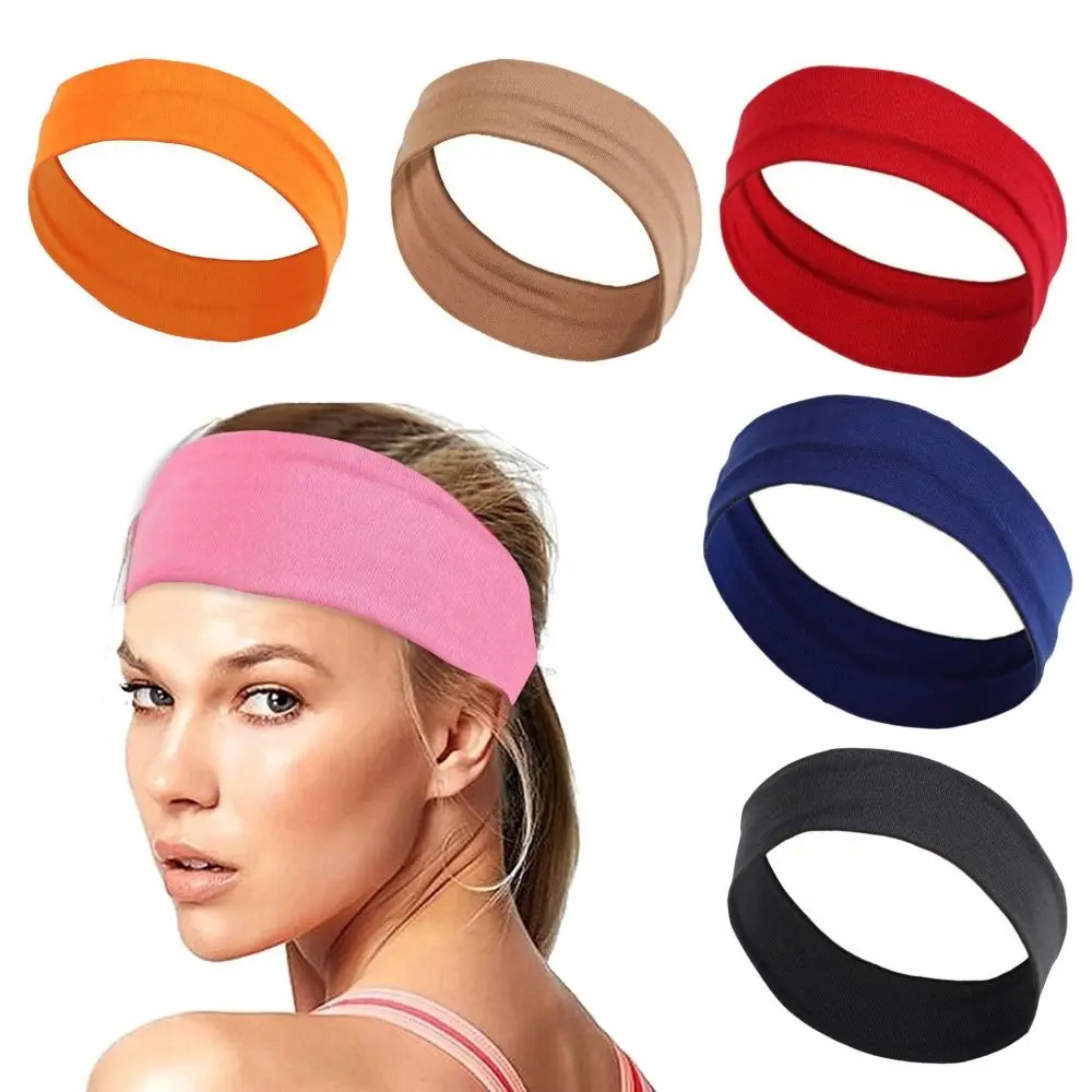 Headband Sweat-Absorbent Stretch Elastic Sports Sweat Head Band Non Slip Sweatbands Pure Color Headband Headband Yoga Hair Band