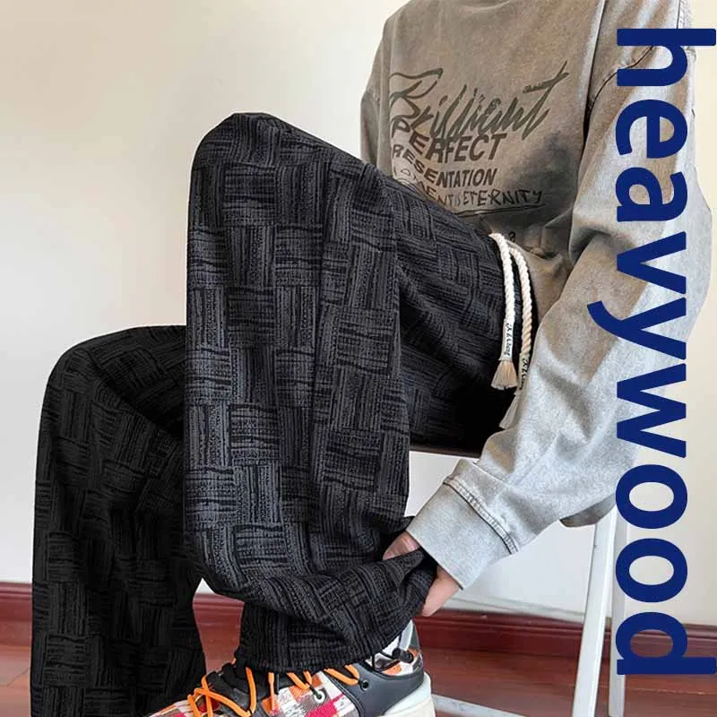 

2025 Summer/Autumn Men's Loose Fit Straight Pants Fashion Casual Quick-Drying Ice Silk Pants Large Size Street Pants M-5XL