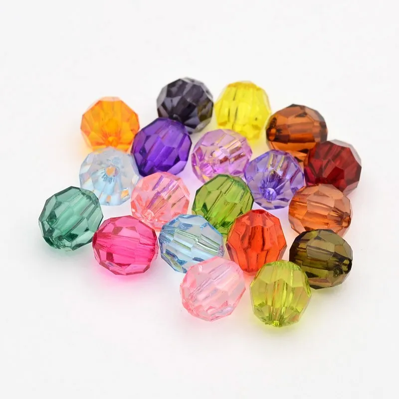 500g Transparent Acrylic Beads Faceted Round Gray 6mm Hole: 1.5mm about 4300pcs/500g