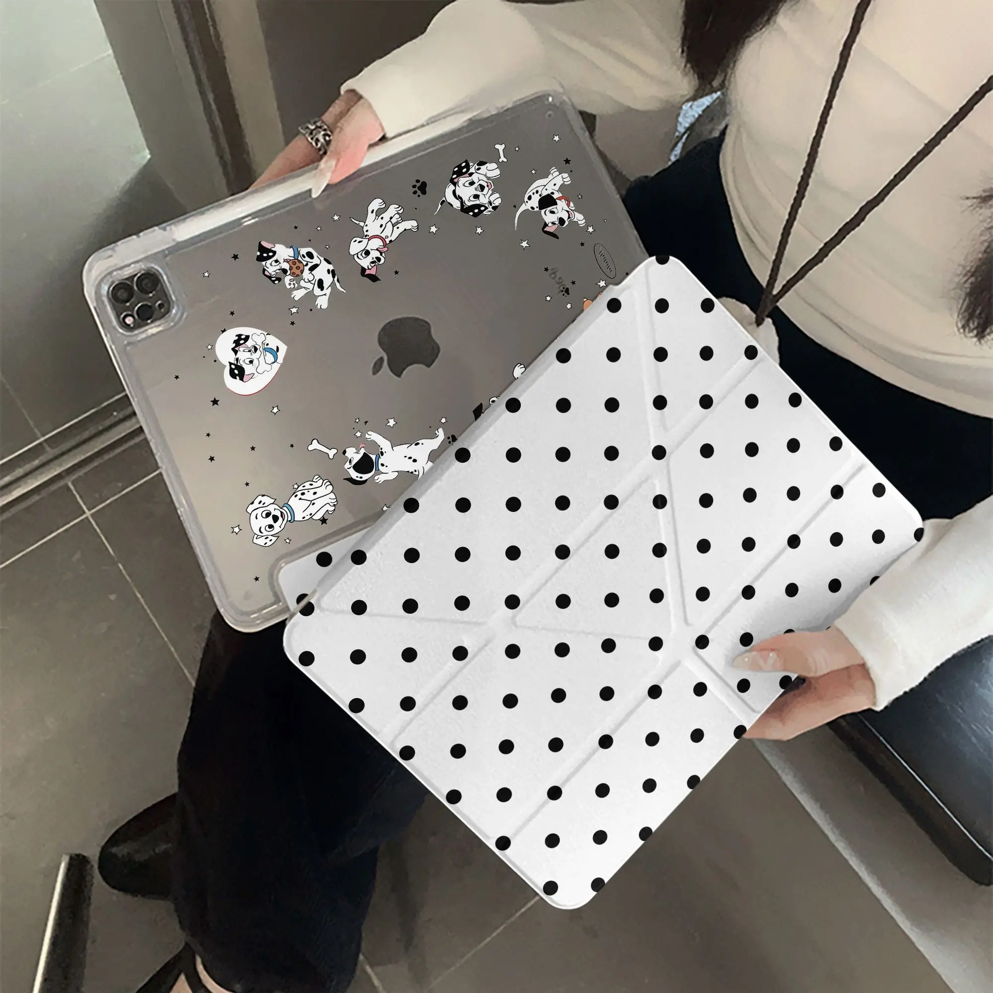 Korea Polka Dots Dog Puppy Y2K Tablet Case For iPad Pro 13in 11th M5 M4 12.9in A16 7/8/9/10th Air4/5/6/7 11in M2 M3 Mini Cover