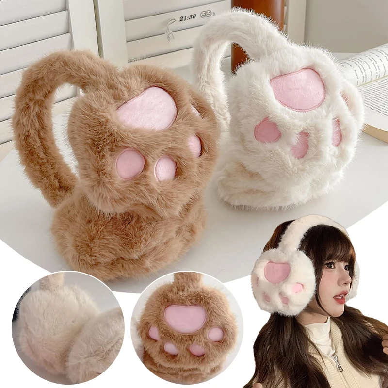 Nuovo bello inverno earcap gatto antivento protezione dal freddo paraorecchie di peluche zampa di gatto scaldaorecchie donne ragazze carino tenere al caldo paraorecchie