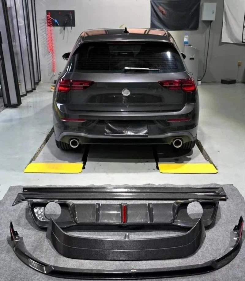 

For Volkswagen Golf GTI 8th generation Dry Carbon Fiber Front Lip Rear Diffuser Side Skirt Trunk Spoiler Refits Body Kit 2019+