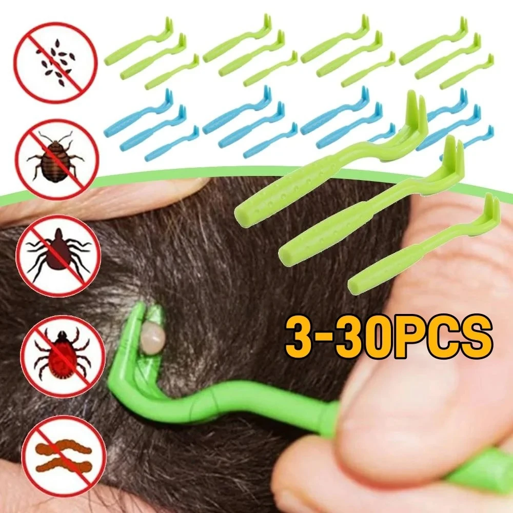 

3-30PCS Pet Flea Removal Tool Kit Plastic Scratching Hook Remover Pet Cat Dog Grooming Supplies Tick Removal Tool Tweezers Clip