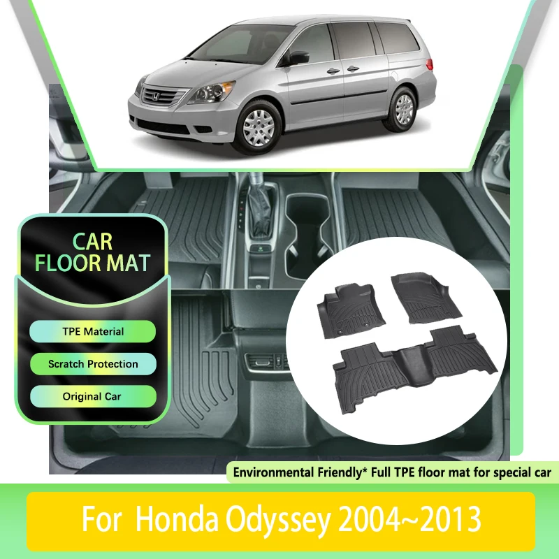 

TPE Car Floor Mat For Honda Odyssey RB1 RB2 RB3 RB4 2004 2005 2006~2013 Waterproof Leather Pad LHD Foot Carpets Auto Accessories