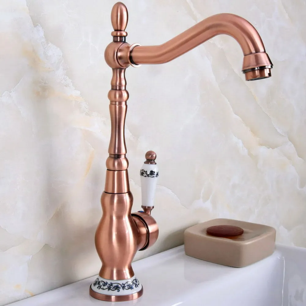 

Kitchen Faucets Antique Red Copper Faucet for Kitchen Mixer Tap Cold And Hot Kitchen Sink Tap znf640