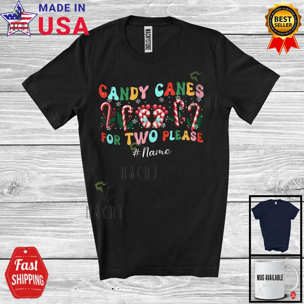 

Custom Name Candy Canes For Two Please; Joyful Christmas Pregnancy Snow T-Shirt