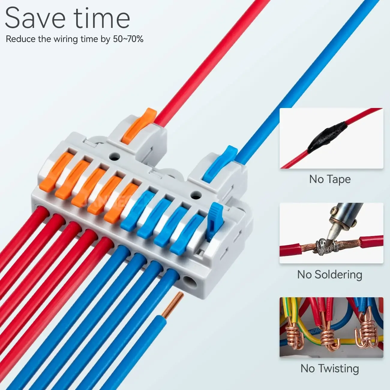 6Pcs DIN Rail Terminal Blocks 28-12AWG Wire Splitter 2 in 10 out for Electronics And Electrical Engineering
