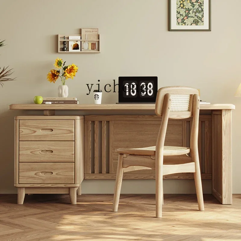 

Ash Wood Desk Simple Modern Desktop Office Computer Desk Home