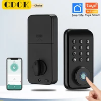 CDOK DS02 Tuya cerradura de cerrojo inteligente con huella dactilar con pestillo/Sensor de puerta llave de bloqueo automático/contraseña/desbloqueo de aplicación Tuya Smartlife