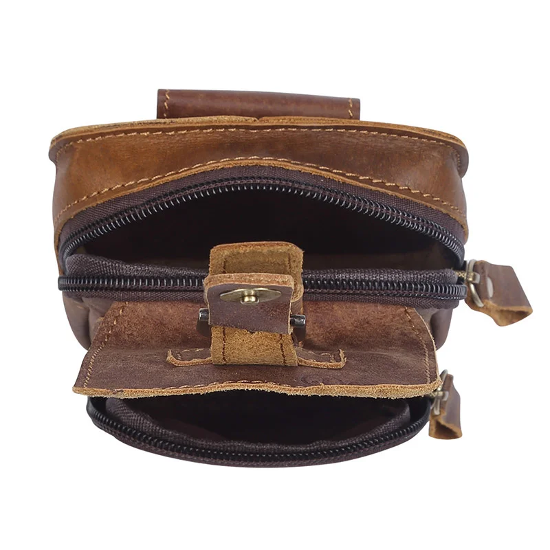 Bolsa de cintura de couro genuíno para homens, Fanny Pack masculino, cinto, ombro, bolsa para celular, viagem, novo, 2022