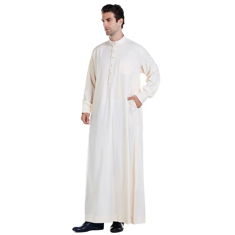 Middle East Jubba thobe Islamic gown robe tunic dress Jewish full sleeves men Arabia Muslim abaya Saudi button kaftan costume oa