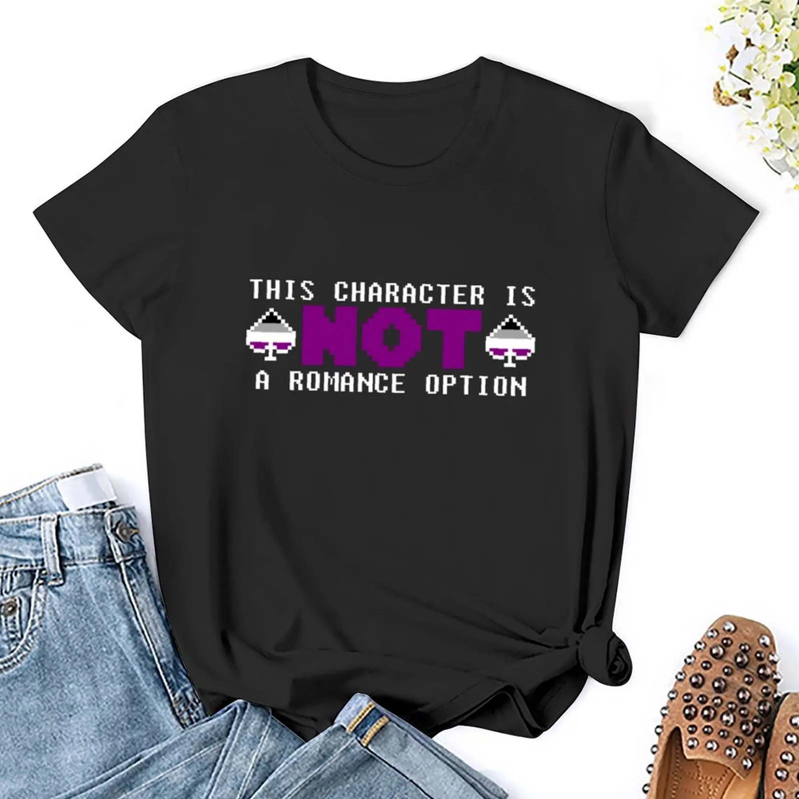 Camiseta no a Romance Option (Ace) para mujer, ropa bonita de anime para mujer, camisetas blancas con gráficos