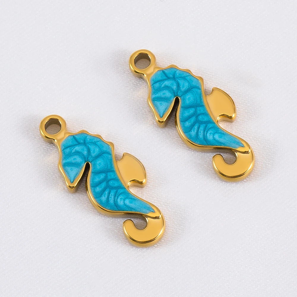 2 шт., кулон из нержавеющей стали 304, эмалированный морской конек, изысканный универсальный кулон для ожерелья «сделай сам», очаровательные носимые океанские ювелирные изделия, поставка
