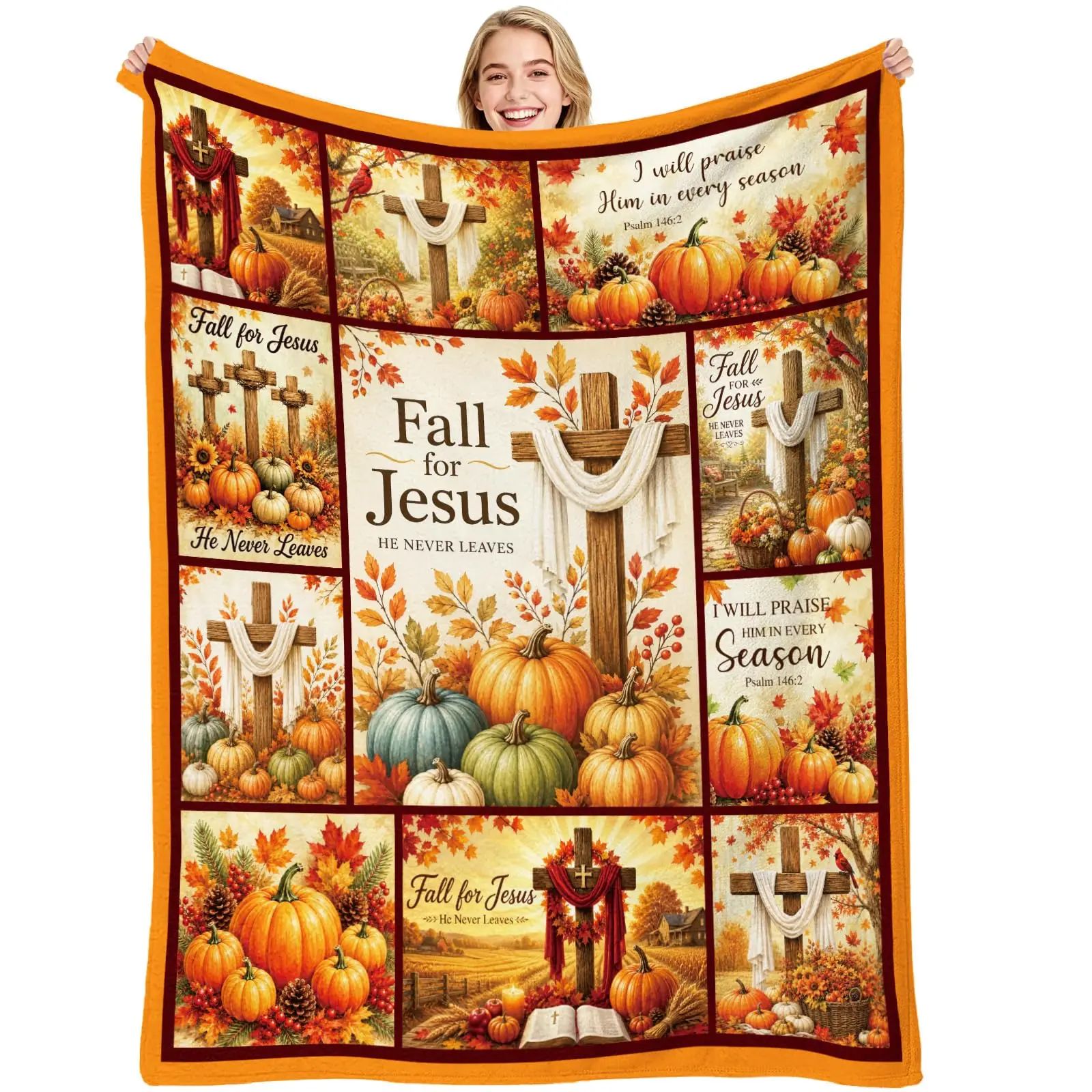 Fall Thanksgiving Throw Blanket Maple Leaf Pumpkin Flannel Print Blanket Super Soft Cozy Nap Blanket Perfect Home Gift for Her