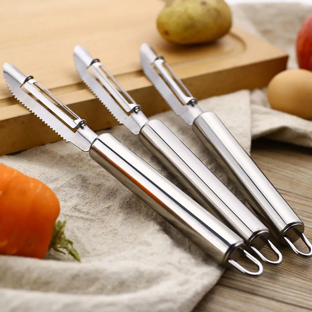 2Pcs Stainless Steel Fruit Peeler for Banana Kiwi Pear - Premium Kitchen Gadget Vegetable Peelers Multifunctional Grater