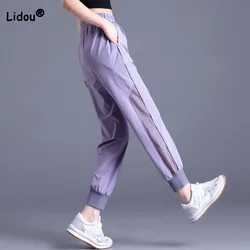 Pantaloni sportivi con coulisse elastica moda donna tinta unita semplicità pantaloni corti Casual scava fuori abbigliamento donna estivo