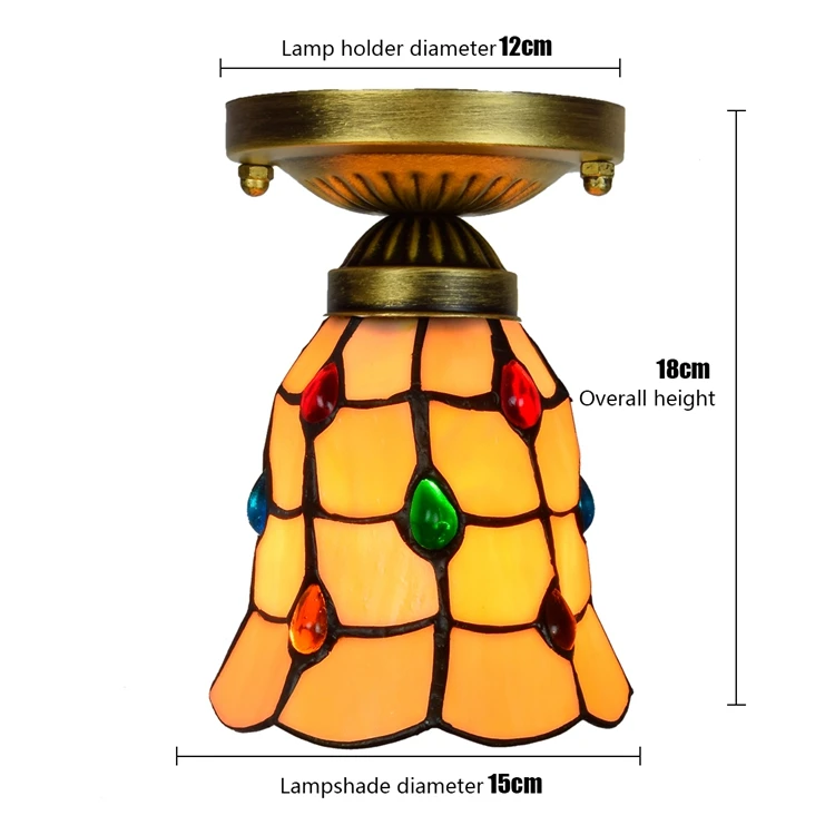 Retro lampa sufitowa Tiffany witraż klosz dekoracyjna mała lampa sufitowa Led dla dzieci dziecko dla dzieci sypialnia domowy hotel