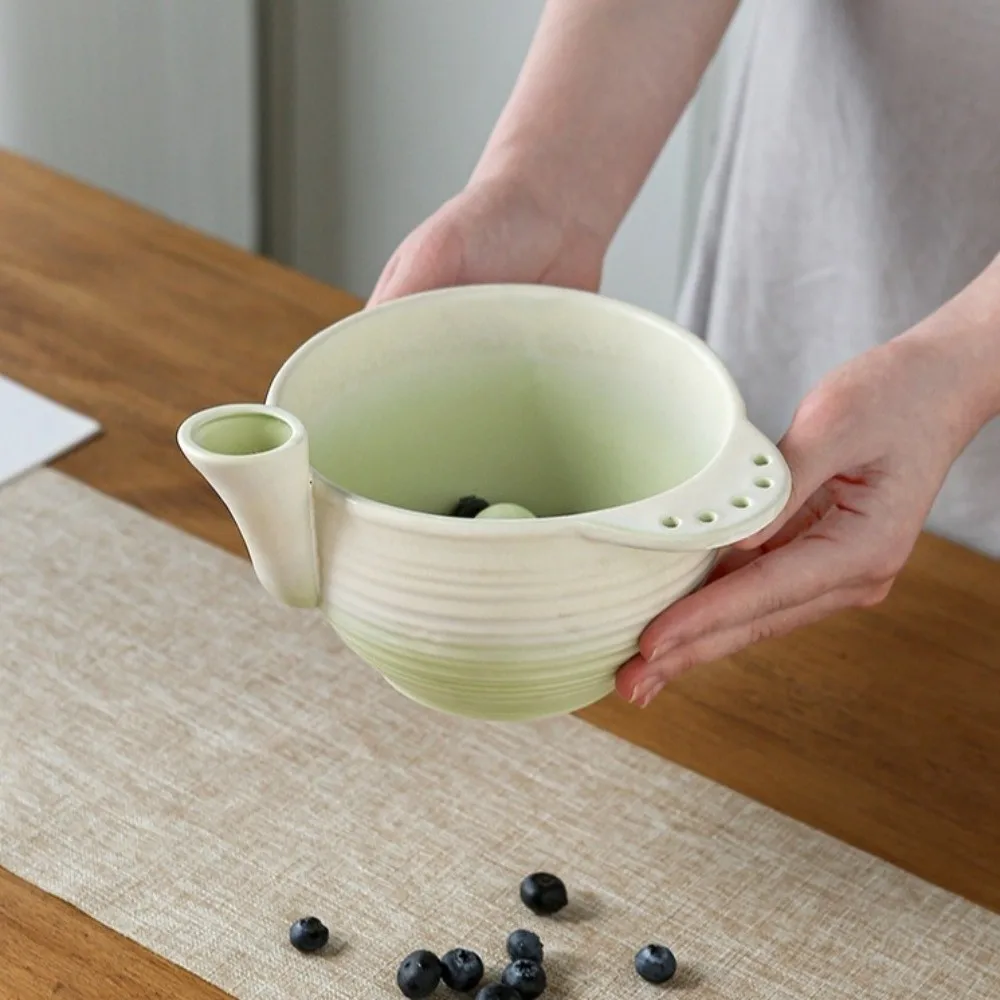 Self-spinning Automatic Fruit Washing Bowl Integrated Drainage Hole Time-Saving Self-Rotating Fruit Cleaner Large Capacity