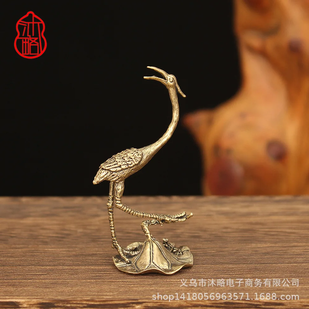 1/2pcs retro brass crane ornament rockery bonsai landscape landscape crane knickknack office desktop tea pet incense plug
