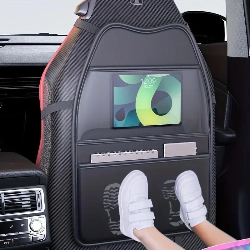 Coussin anti-coup de pied pour siège de voiture en cuir PU, avec poches, support de tablette multifonctionnel, housse de Protection pour dossier de siège automobile pour enfants