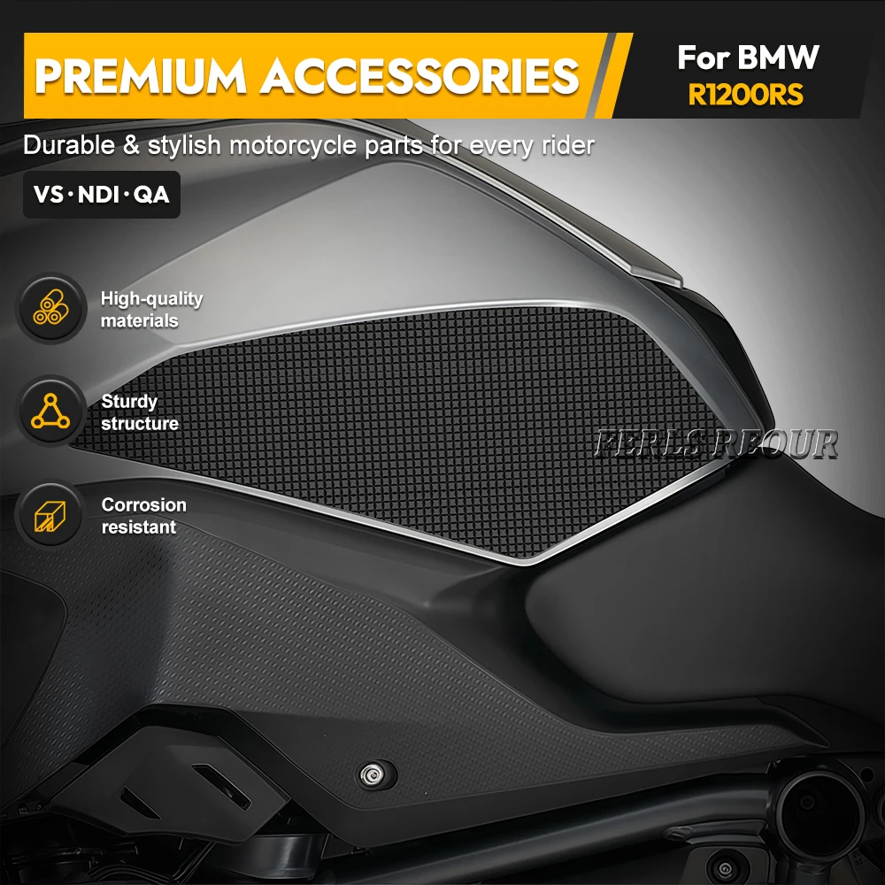 Fuel tank stickers for BMW R1200 RS 2014-2018, black rubber anti-slip fuel tank mats, motorcycle fuel tank protectors view 3