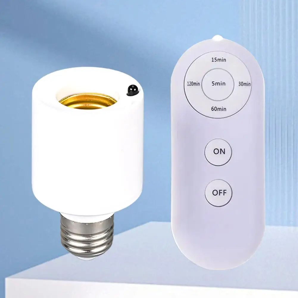 E27 screw remote control lamp head intelligent timer 220V bulb holder 5-speed timer switch LED lamp holder environment