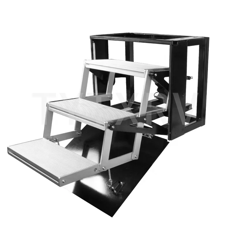 

TYTXRV RV Accessories Customizable 520mm RV Steps With LED Light Aluminum Stainless Steel Folding 3 Step Electric/Manual Steps
