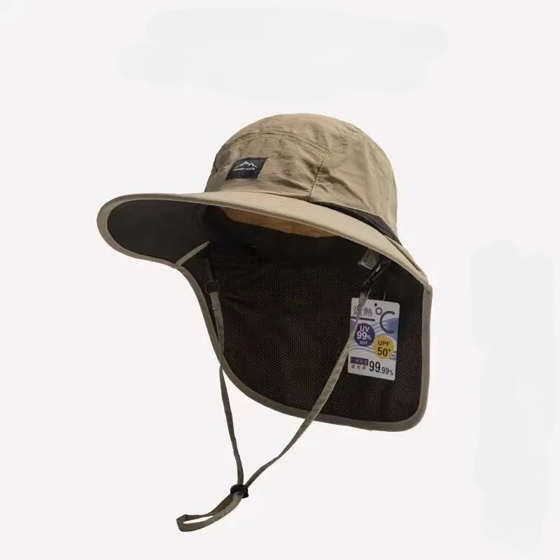 Unisex Zomer Brede Rand Waterdicht Sneldrogend Panama Caps Outdoor Vizier Emmer Hoeden Mesh Ademend Zonnehoed met Nekflap