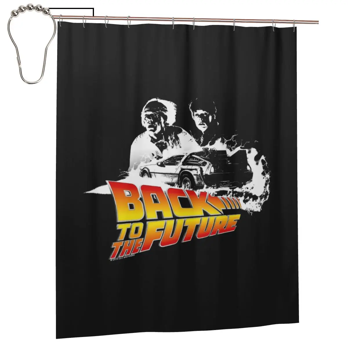 

Ретро-шторка для душа в стиле «Назад в будущее», полиэстеровая, водонепроницаемая, с крючками
