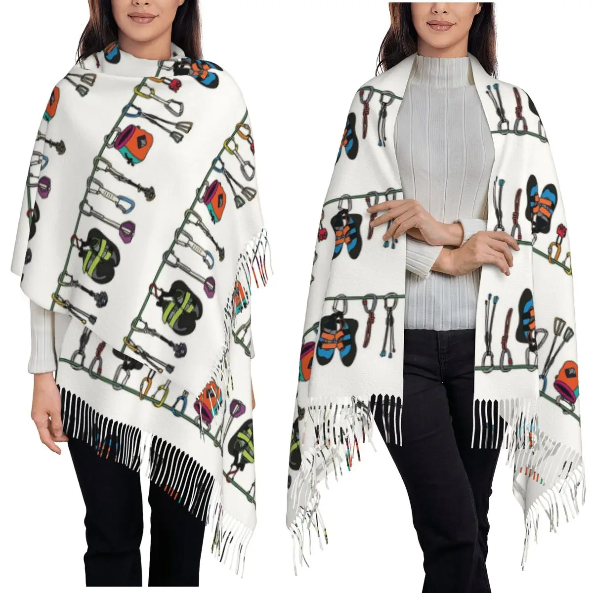 Climbing Gear On The Line Scarf Tassel Scarves for Women Soft Warm Shawls and Wraps Large Fall Winter Shawl Wrap