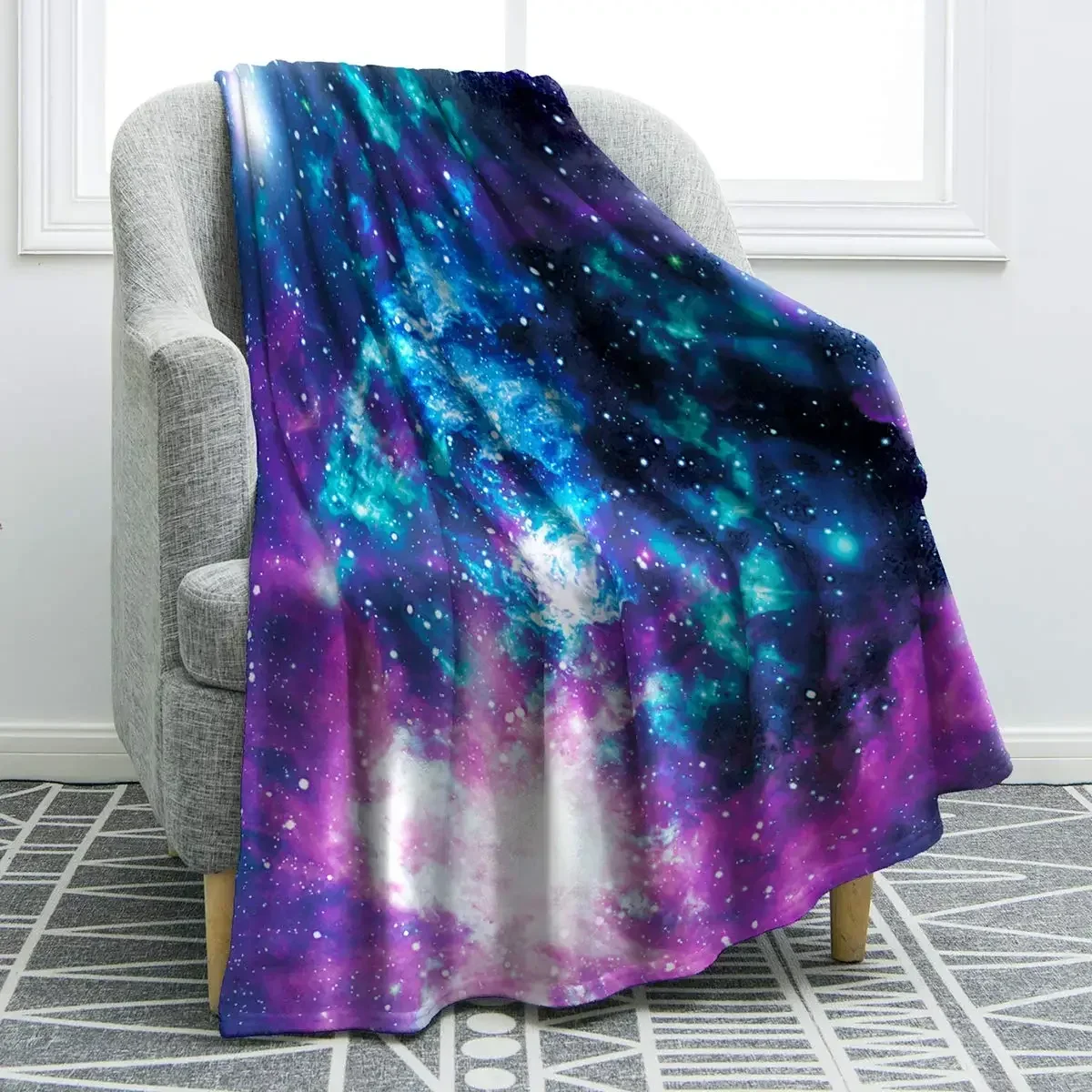 

3D Printed Baby Blanket Soft Comfortable Purple Print Throw Babes Carpet for Sofa Chair Bed Office Ligtweight Durable Blankets
